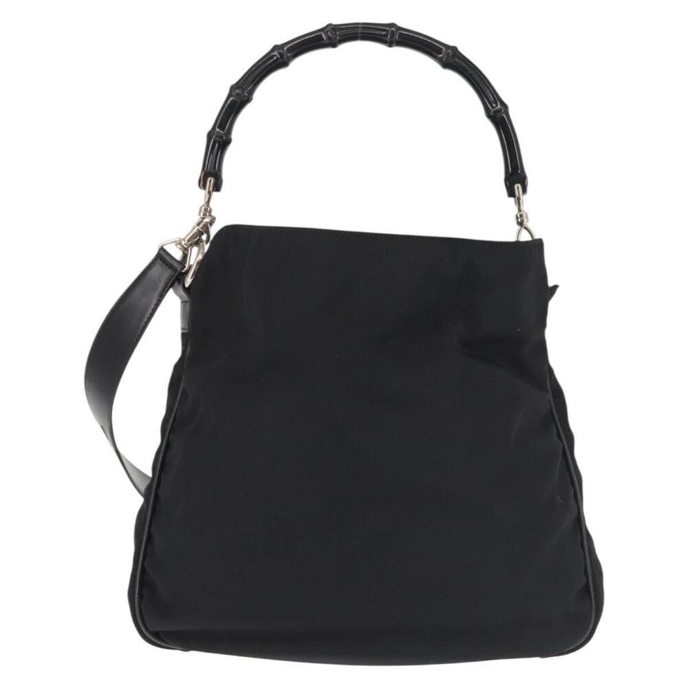 GUCCI Bamboo Hand Bag Canvas 2way Black Silver 001 1638 1705 Auth 142542 - Picture 2 of 16